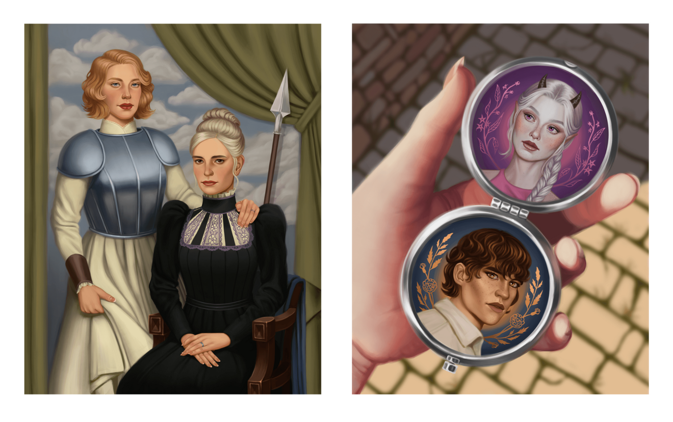 An artwork of Imogen Temult and Laudna, fictional characters created for a Critical Role campaign by voice actors Laura Bailey and Marisha Ray respectively. I do not own these characters.